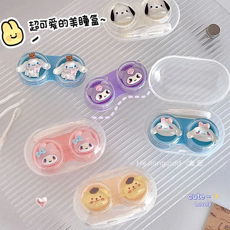 

Kawaii Sanrio Kuromi Cinnamoroll Pachacco My Melody Color Contact Lens Case Without Twist Cap Three-dimensional Decoration Gift