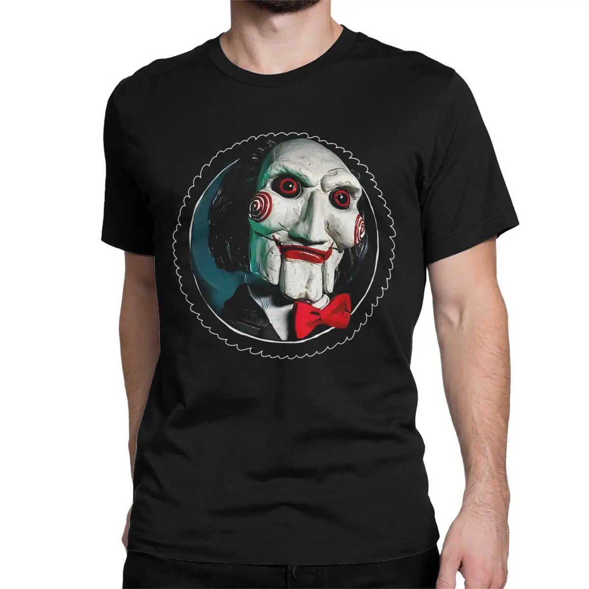 The Saw Movie Men Women T Shirt Horror Billy Jigsaw Casual Tees Short Sleeve O Neck T-Shirt Pure Cotton Plus Size Tops