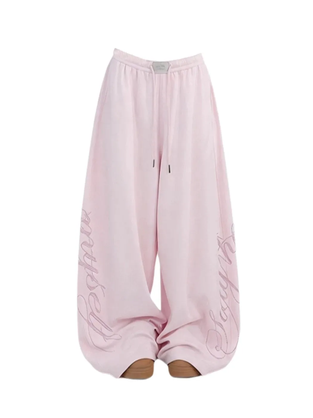 American Style Glitter Diamond Wide Leg Sport Sweat Pants Women's Spring Autumn Hip Hop Street Dance Loose Casual Pants