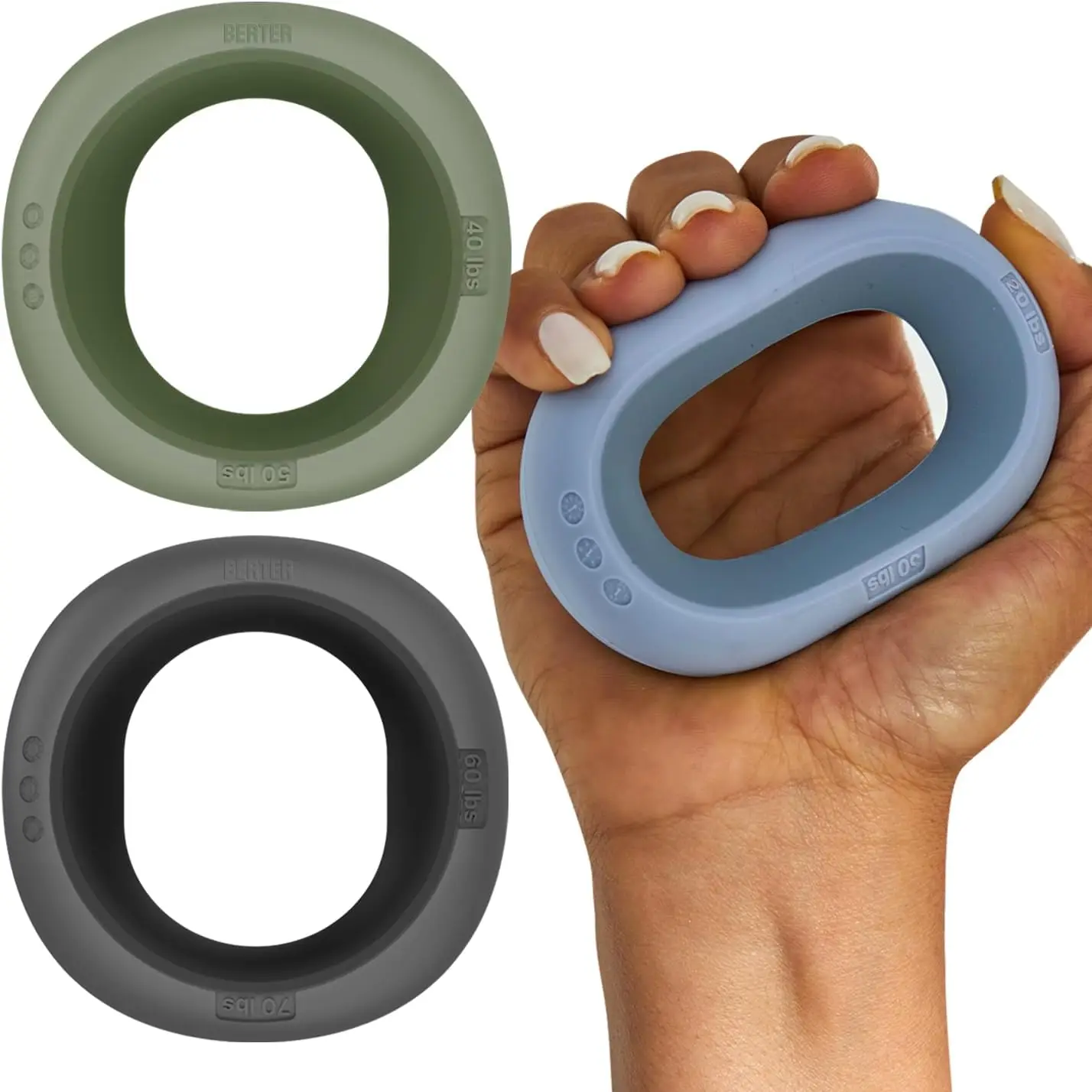 BERTER Hand Grip Strengthener, Grip Strength Trainer, Fingers Exerciser Set, Silicone Rings for Muscle Training Sports Rock Clim