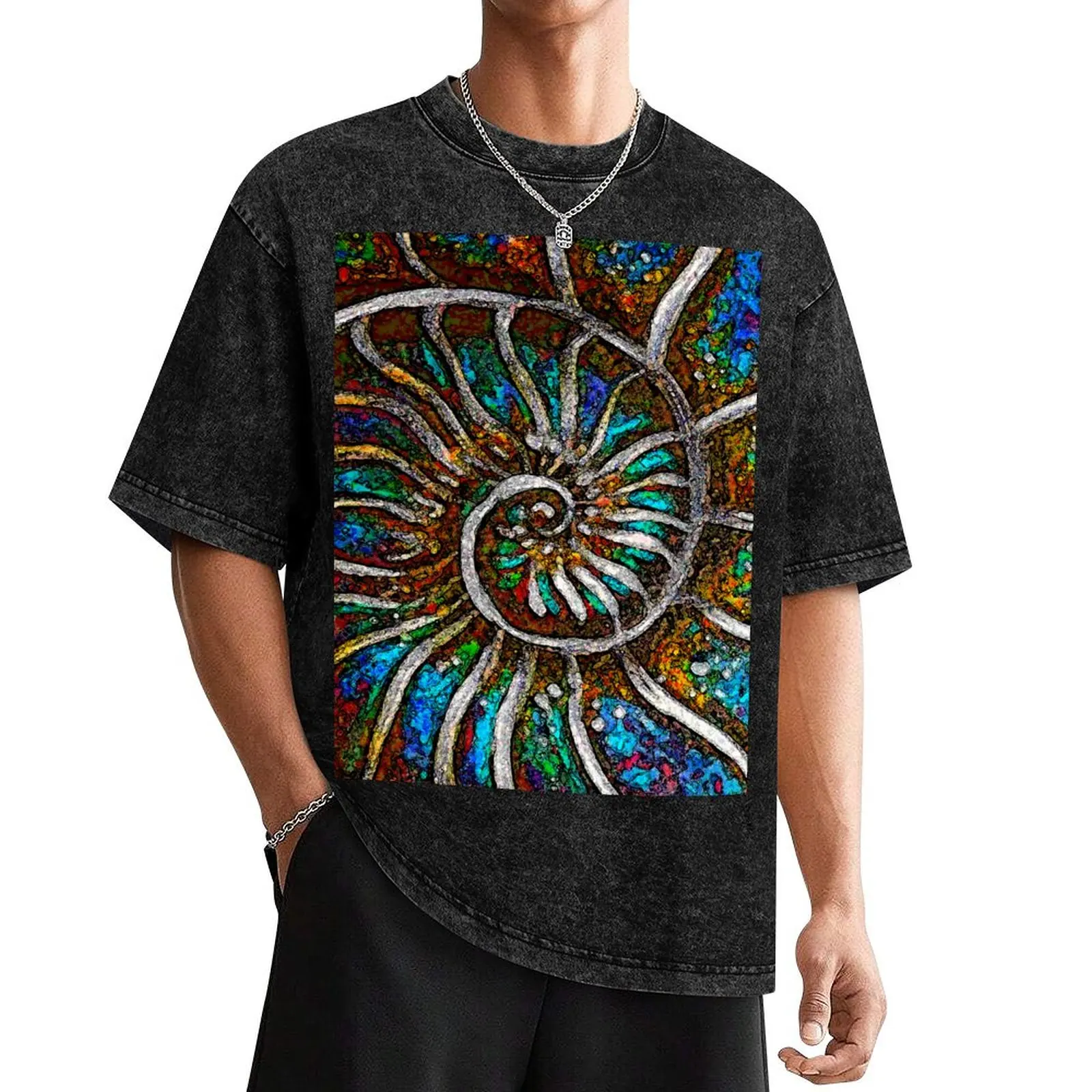 Ammonite Fossil Macro Abstract Art T-Shirt anime summer shirt anime shirt Men's clothing