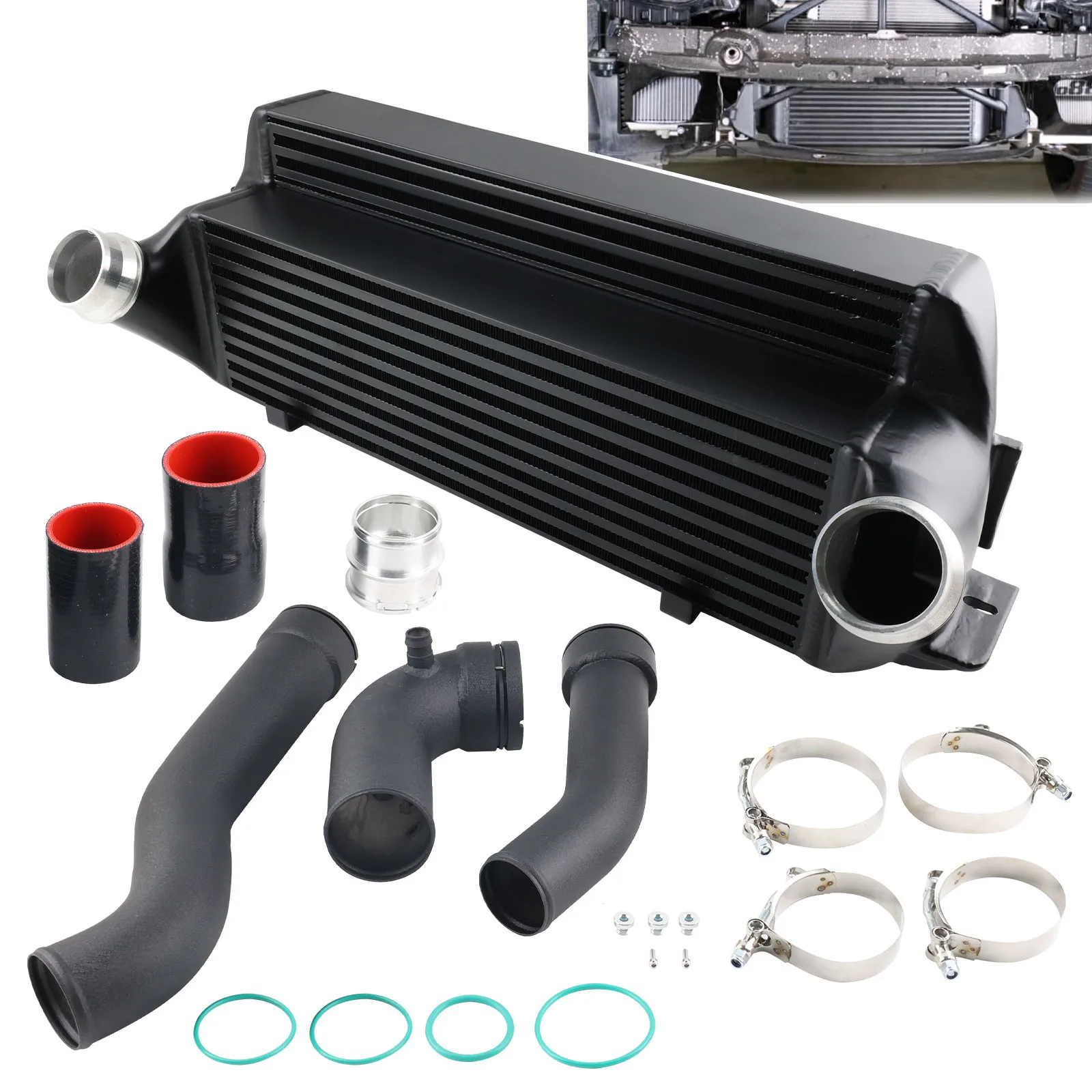 

Black Intercooler EVO II Replacement For BMW 1 2 3 4 Series F20 F22 F32 F34 F36 118i 125i 228i 328d Cooling System Upgrade