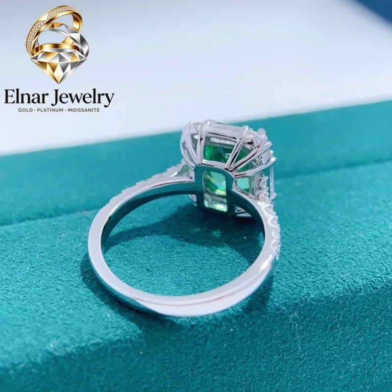 Elnar Jewelry 3Ct 7*9mm Created Emerald Ring for Women 925 Sterling Silver Jewelry Wedding Ring 234r