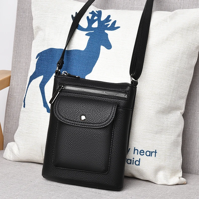 

Minimalist Handmade Top Grain Leather Crossbody Bag Women Fashion Shoulder Purse Genuine Cowhide Ladies Tote Casual Phone pouch