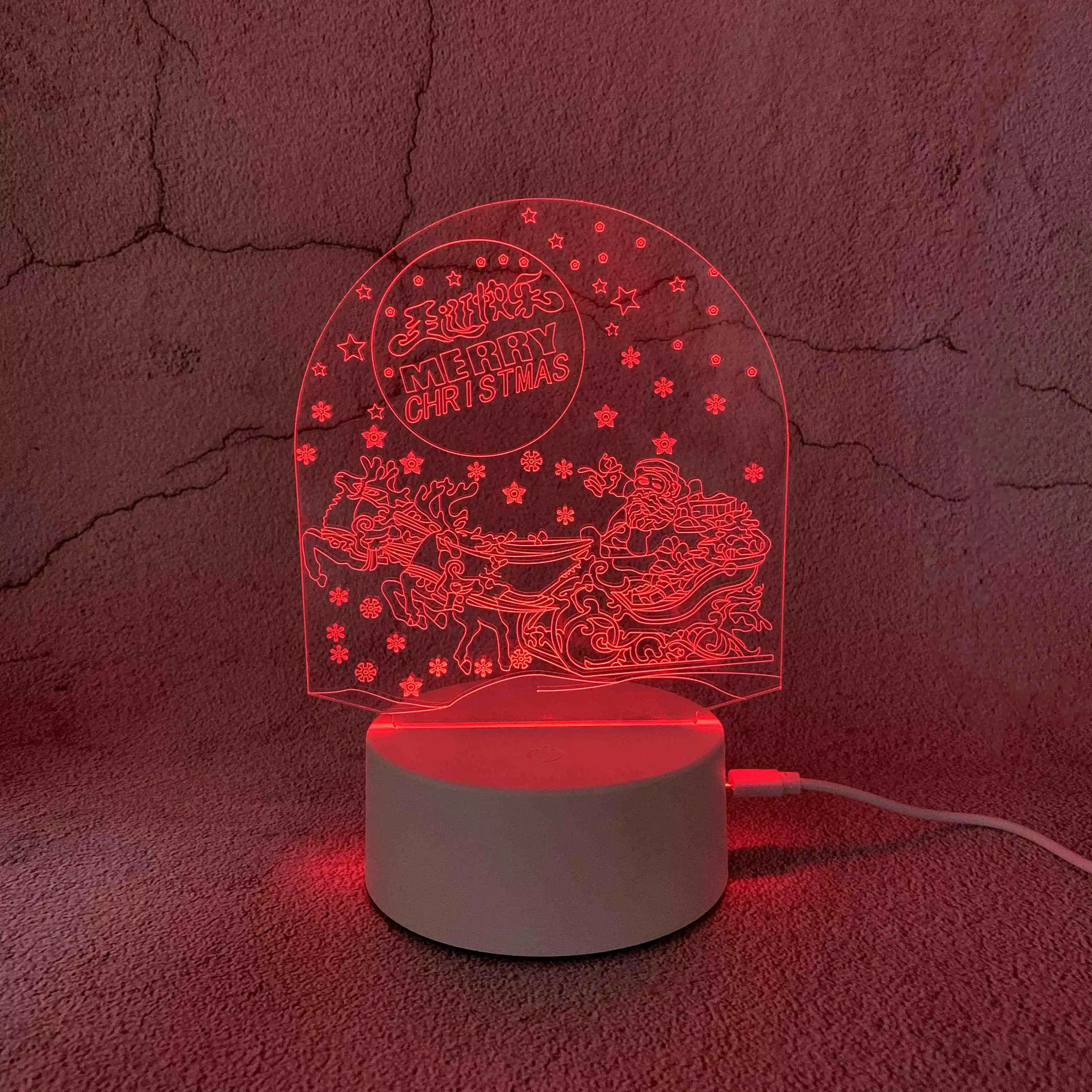 Buntes Aggrego Frohe Weihnachten 3d Plug-in Schlafzimmer bett einfaches Nachtlicht