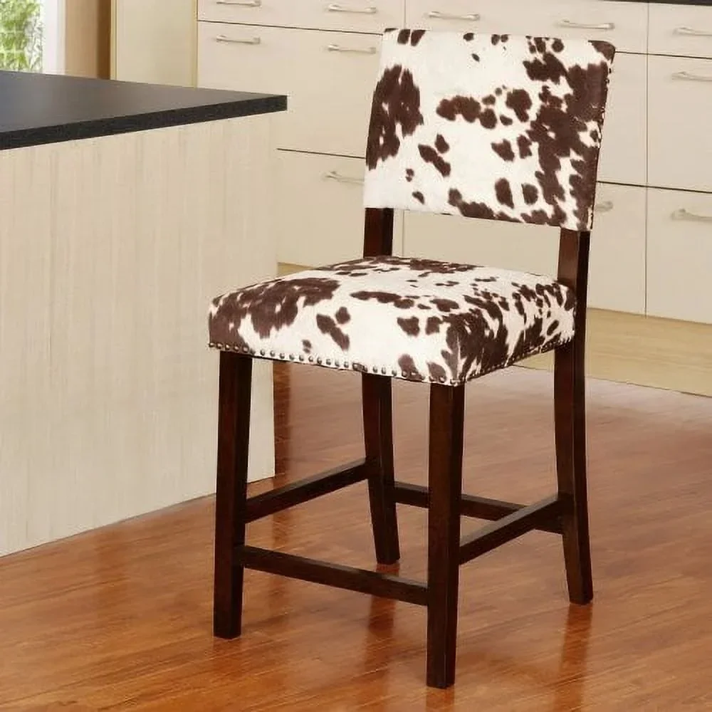 

Bar Chair, 24inch Height Cushion Counter Wood Stools with Back, Bar Chair