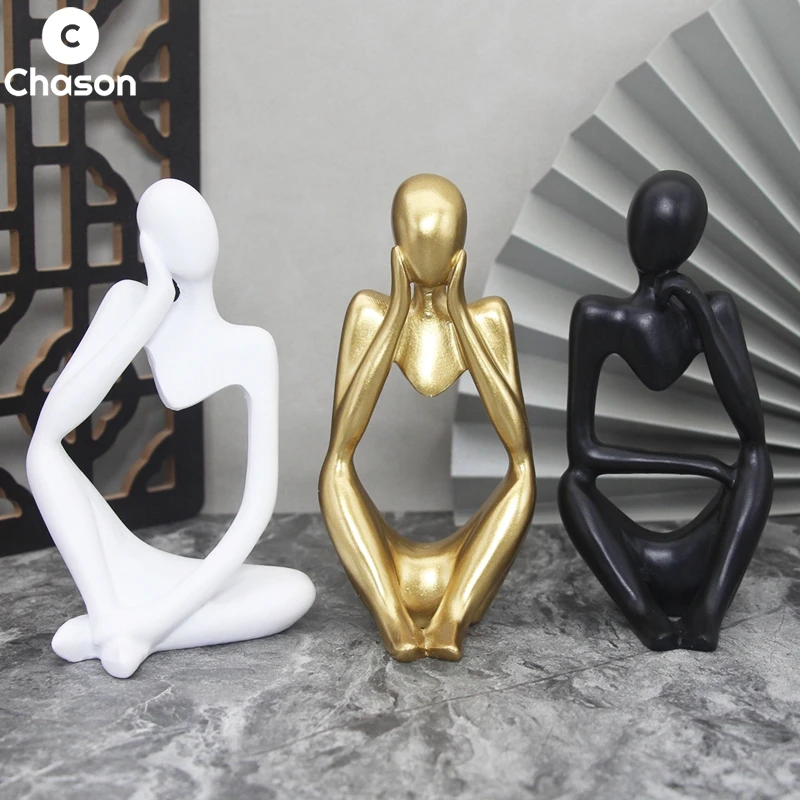 The Thinker Abstract Statue Sculptures Yoga Figurine Nordic Living Room Home Decor Decoration Maison Storage Tray Desk Ornaments