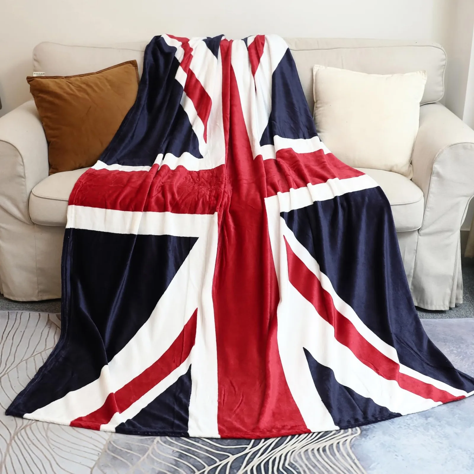 Super Soft Sherpa Twin Throw Blanket British Flag Design Bed Blanket