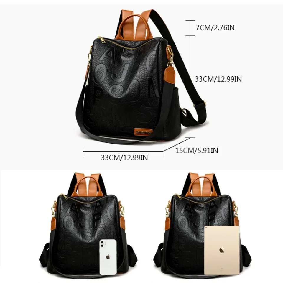 Versatility Women’s Backpack Designer High Quality Soft Leather Simple Fashion Backpack Large Capacity Anti-theft Shoulder Bags