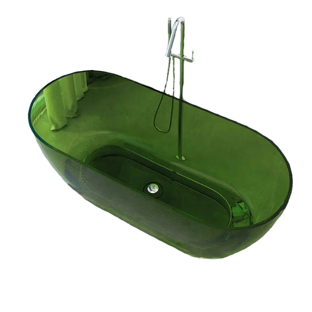 

1750x750x550mm New Design Resin Freestanding Bathtub Online Celebrity Colored Transparent Muti-Sized Tub