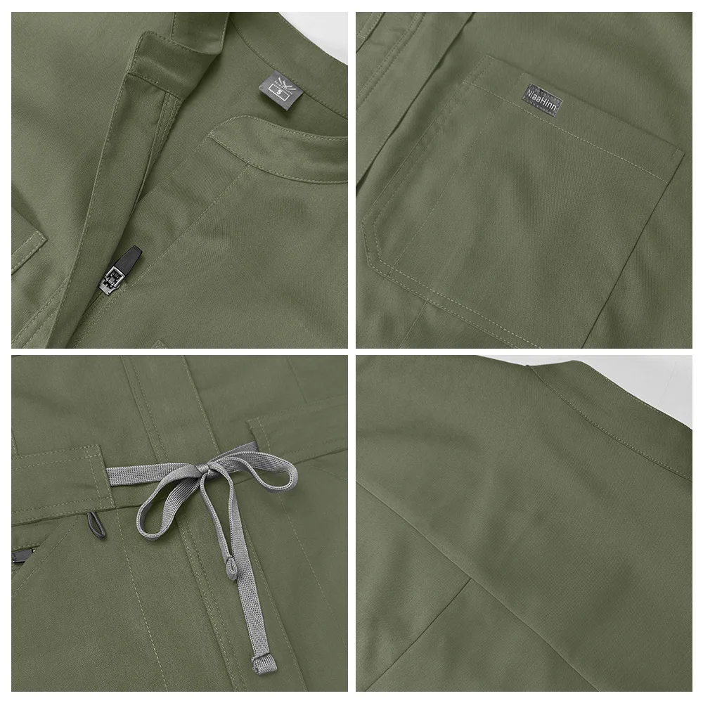 Overall, multifunktionale Tasche, Stehkragen, hochwertiges Operationssaal-Krankenhaus-Arbeitsuniform-Set, Unisex