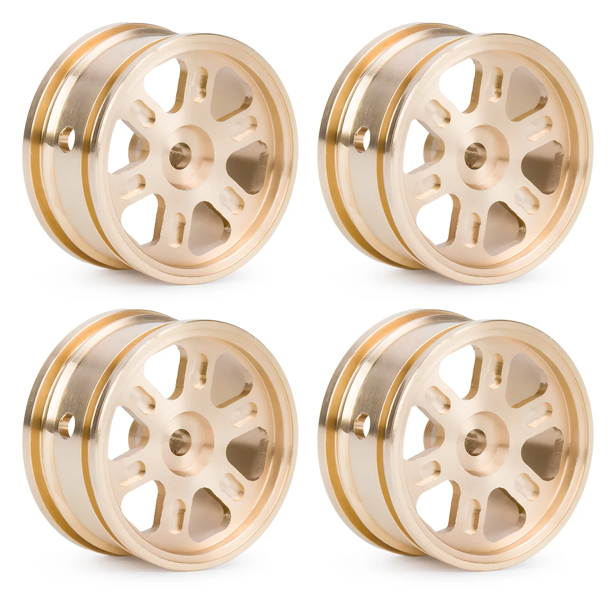 

Hot Team Hobby Brass Wheel Rims for Axial SCX30 1/30 RC Car 0.7 Inch Upgrade Set for Ford Bronco Jeep Wrangler Crawler 4pcs/set