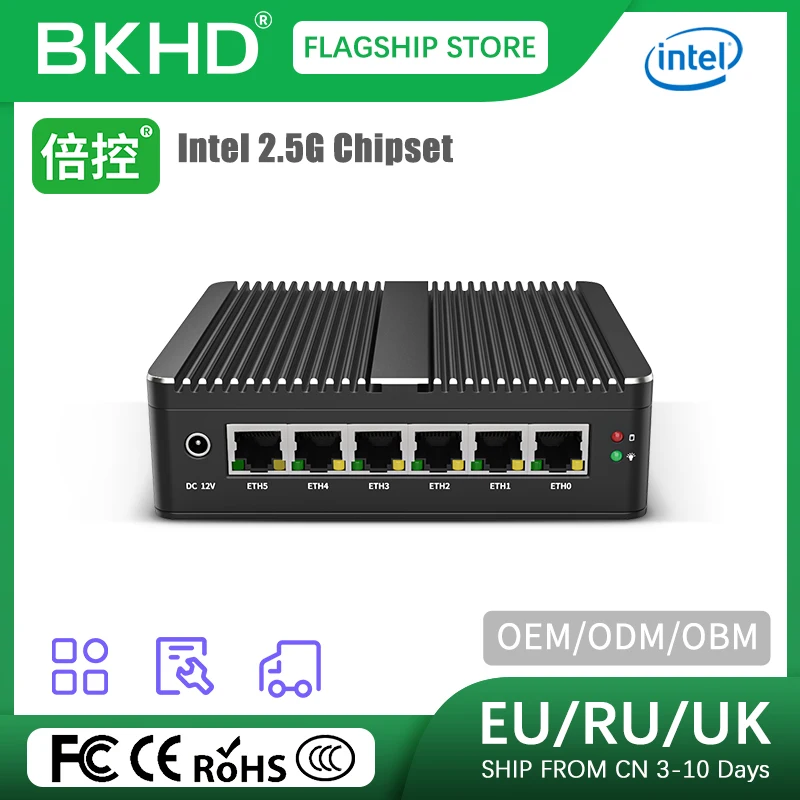 

BKHD 2023 Pfsense Firewall Router Mini PC 6 LAN Intel Celeron 3867U 5205U J4125 1Gbps 2.5Gbps Ethernet Ports OPNsense OEM ODM