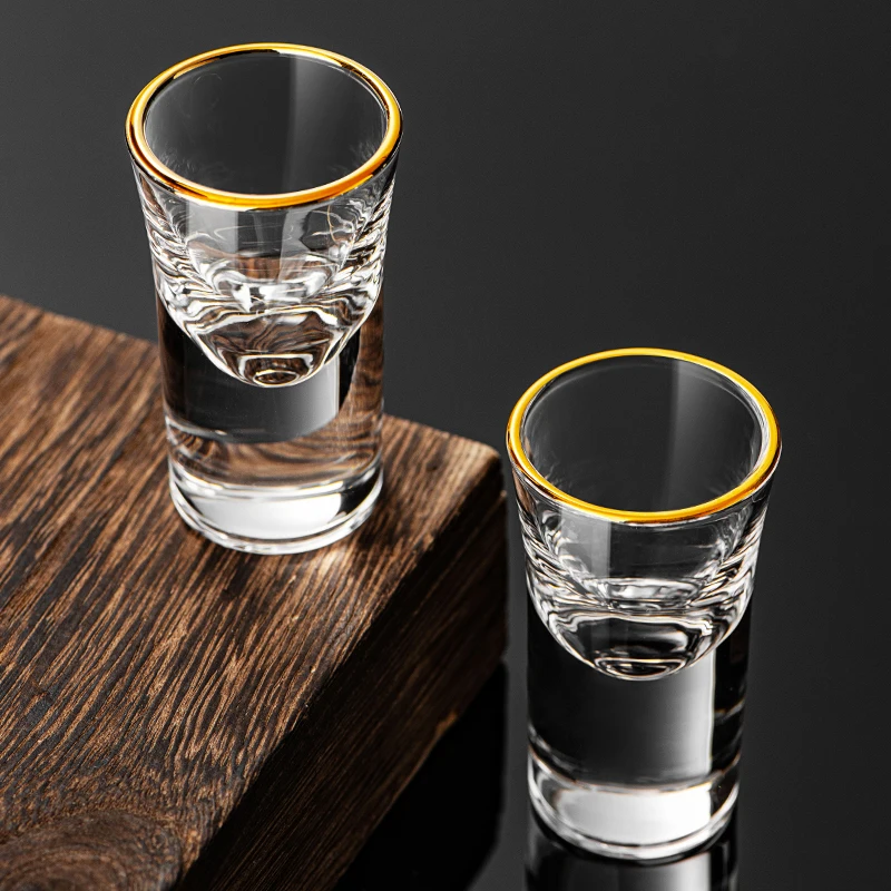 25ml Gold Foil Color Spirits Cups Household Creative Wine Cup Gilt Edged Cup Wine Dispenser 6pcs Shot Glass Set Wholesale Cups