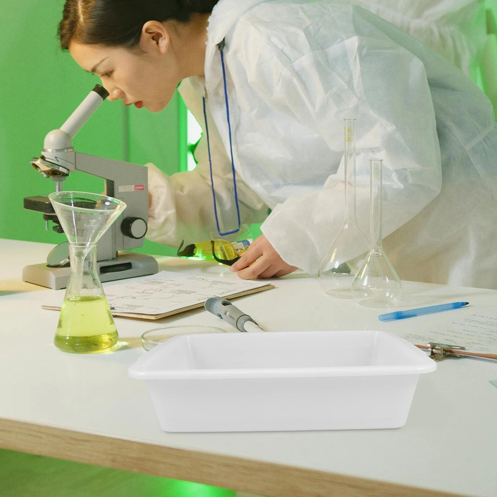 

2pcs Laboratory Tray Plastic Rectangular Spill-Proof Chemical Experiment Holder For Teaching Labs Research Institutions Lab