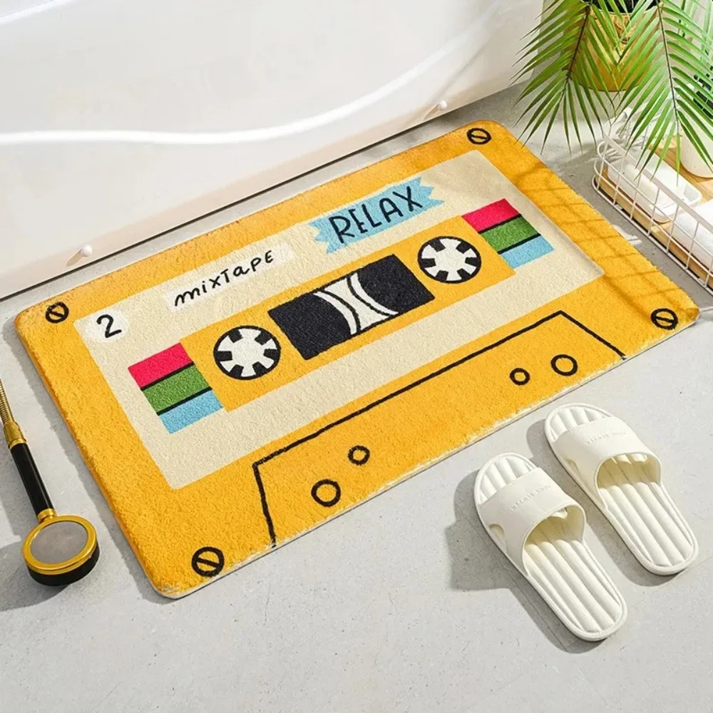 Cassette Music Tape Doormats Retro Classic Bath Mat Home Rug Non-Slip Carpet Bedroom Toilet Bathroom Kitchen Mats for Floor