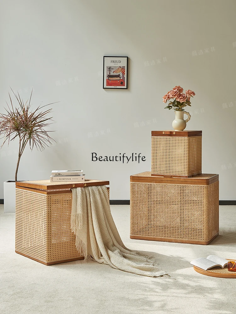 B & B Creative Storage Box PE Rattan Vintage Square Clothes Collection Basket