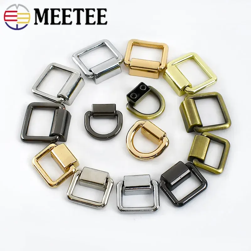 4/10Pcs Meetee 15/16/19mm Metal Bag Strap Side Clip Buckles Square D Ring Clasp Webbing Chain Connection Buckle DIY Accessories