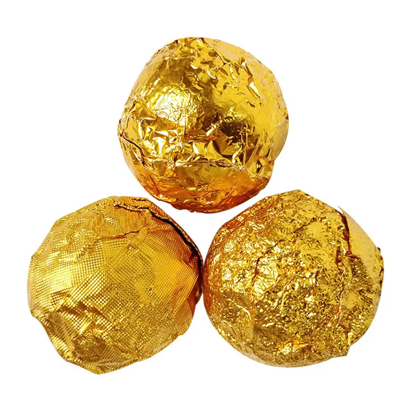 100Pcs Square DIY Golden Aluminum Foil Paper Tinfoil Chocolate Tea Sesame Pill Glutinous Rice Egg Packaging