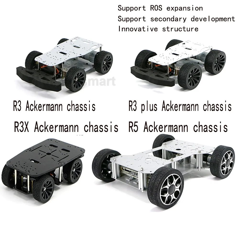 Big Ackerman Chassis 4WD Drive Robot Car Unmanned Vehicle High-Precision GMR Encoder Motor RC Tank Programmable Robot DIY Kit