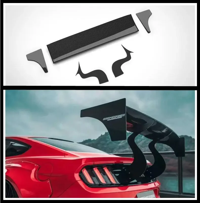 ROBOT BIG GT STYLE REAL CARBON FIBER REAR WING TRUNK LIP SPOILER FOR Ford Mustang 2015 2016 2017 2018 2019 2020 2021 2022