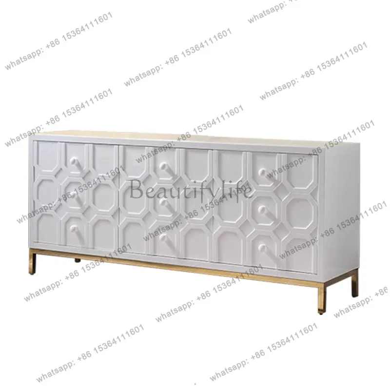 

Light luxury white solid wood simple TV cabinet post-modern light luxury storage cabinet
