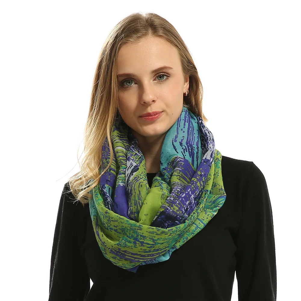 2023 Winter Women Infinity Scarf Round Neck Ring Scarves Fashion Printed Loop Scarves Snood Wrap Shawl Warm Neckerchief