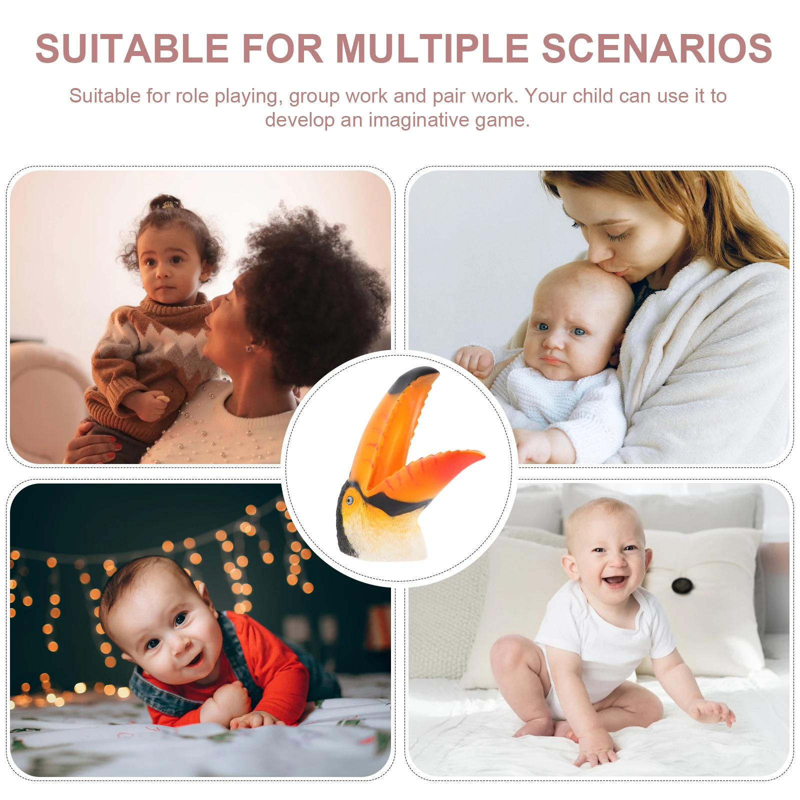 1 szt. Pacynka Tukan Ręczna Miękka Gumowa Zabawka dla Dzieci Zwierzęta Udawanie Zabawa Pacynki Rękawica Opowiadanie Historii Wczesna Edukacja Interaktywna Dziecko