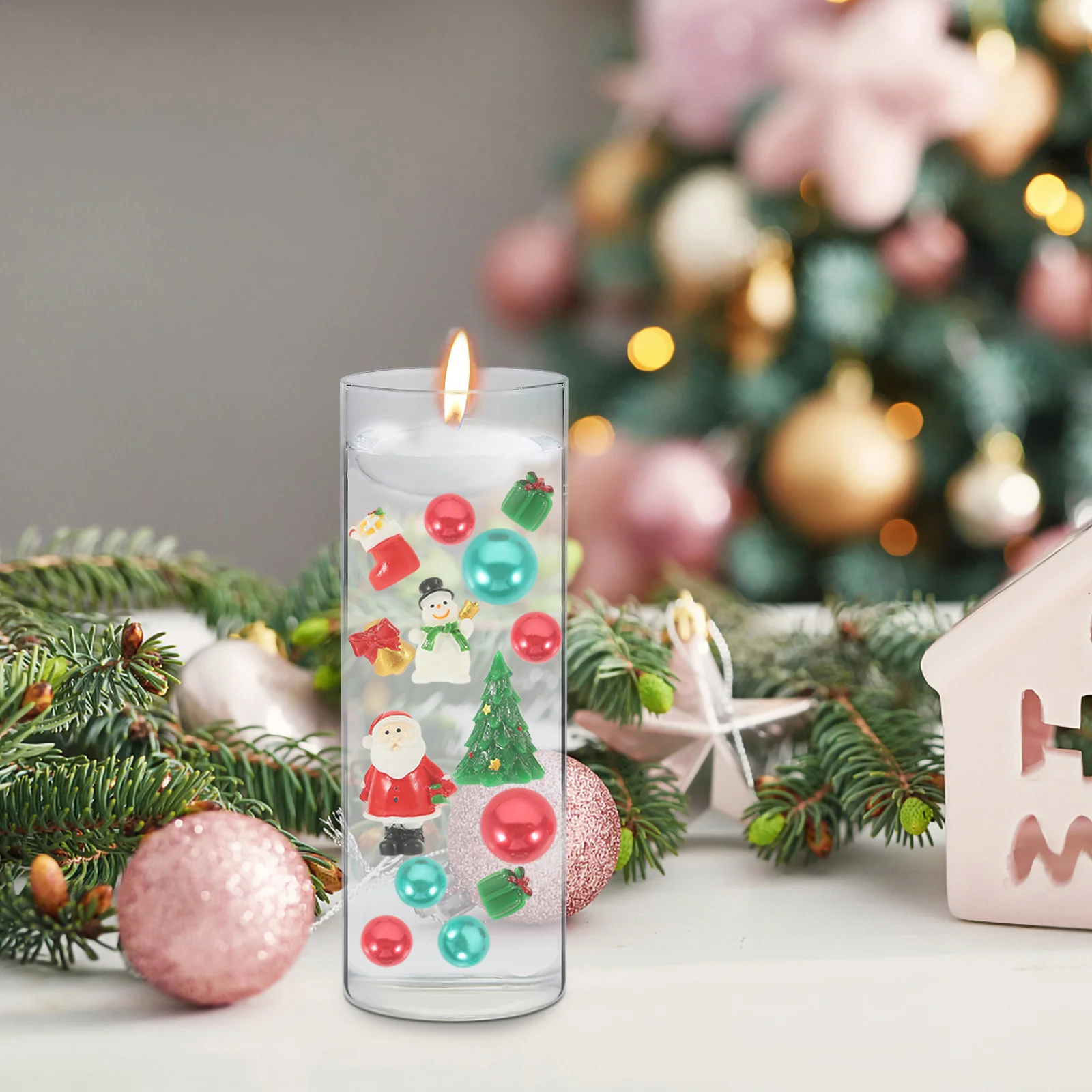 

1 Set Of Snowman Pearl Decorations Acrylic Fake Pearls For Vases Wedding Vase Filler Diy Floating Beads Christmas Party