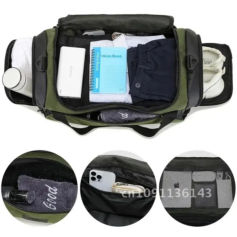 

Travel Bag for Men Weekend Traveling Duffle Green Bag 2024 New Sports Large Gray Khaki Bag Gym Big Hand Boston Tote Bag Black