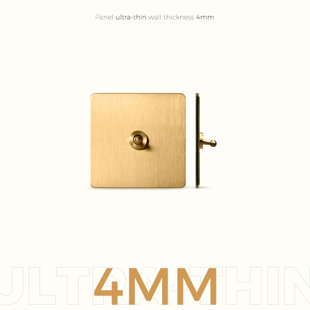 Avoir Gold Push Button 220V Retro Toggle Switch 86 Type Slim Frame EU FR Electrical Sockets With Usb Cat6 Indoor Reset Switches