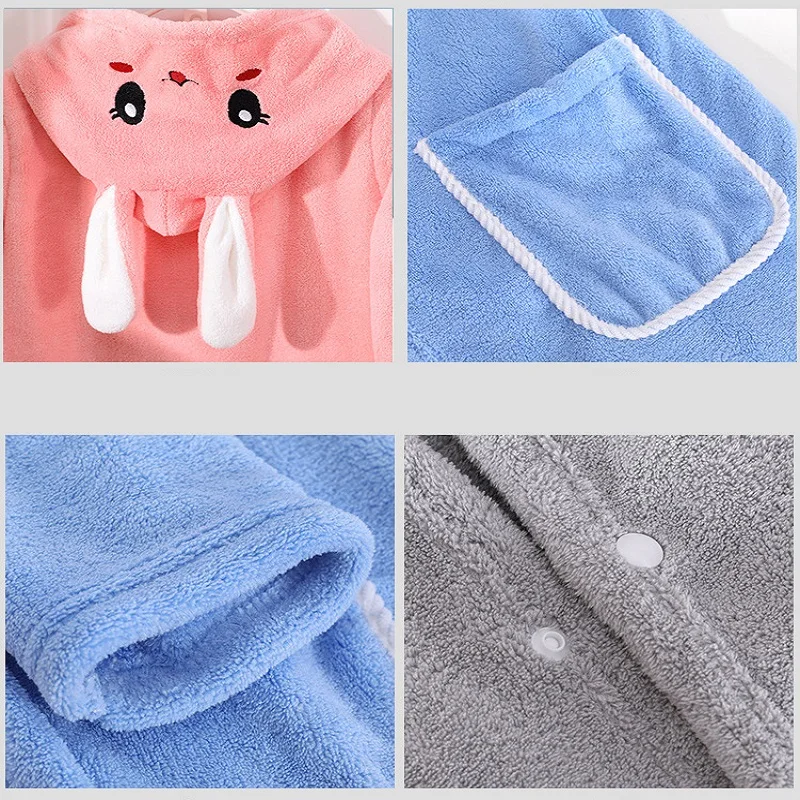 New Large Kids Hooded Microfiber Bath Towel Cloak Boys Girls Bathroom Beach Wear Towels Water Absorbent Child