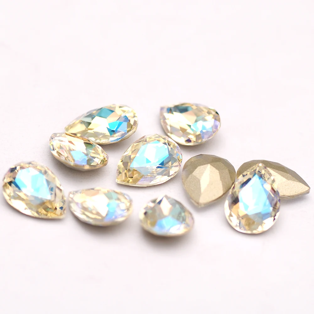 

Moonlight Pear Shape K9 Fancy Stones Different Sizes Glass Nail Charms Rhinestones for 3D DIY Nails Art Accessories