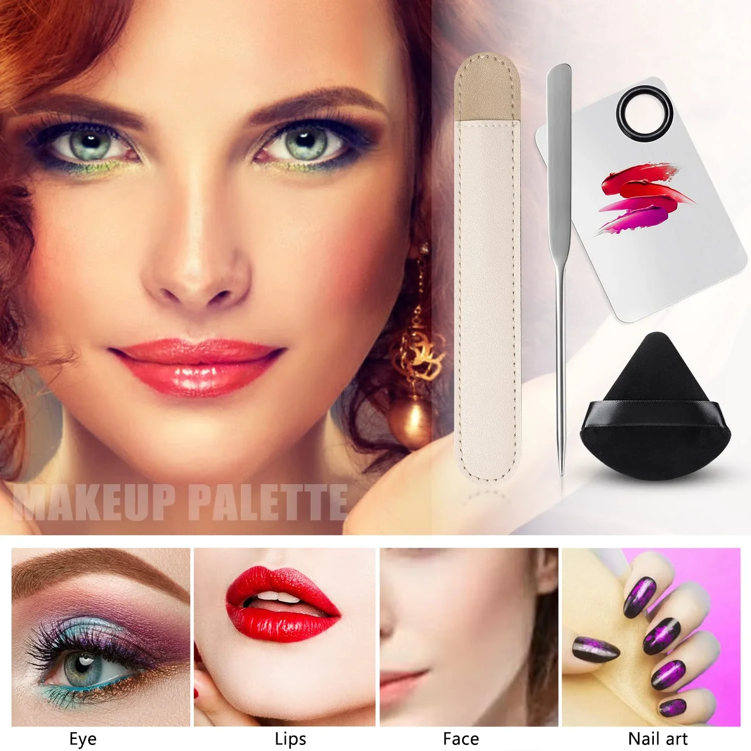 Hoogwaardige professionele Koreaanse 7-in-1 multifunctionele make-upspatel en poederdonsset - ideaal cosmetisch palet met triangl