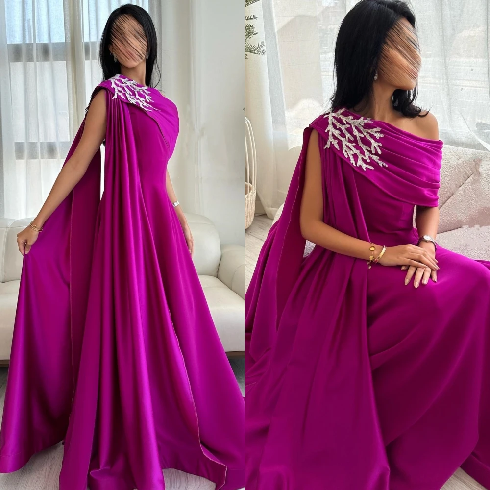 Customized Simple Prom Available  Asymmetrical One-Shoulder A-line  Dress Formal Ocassion Gown Paillette / Sequins Satin vestido