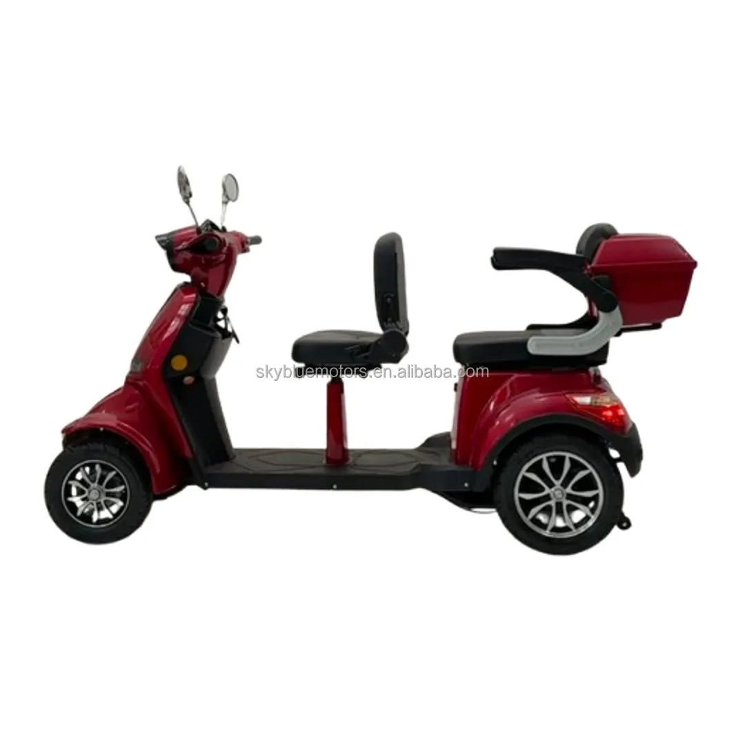 Factory Hot Selling EU Hot Sale 4 Wheel 2 People Drive  Mobility Scooter Two-Seat Electric Motorcycle 1000W 25km/H for the Elder