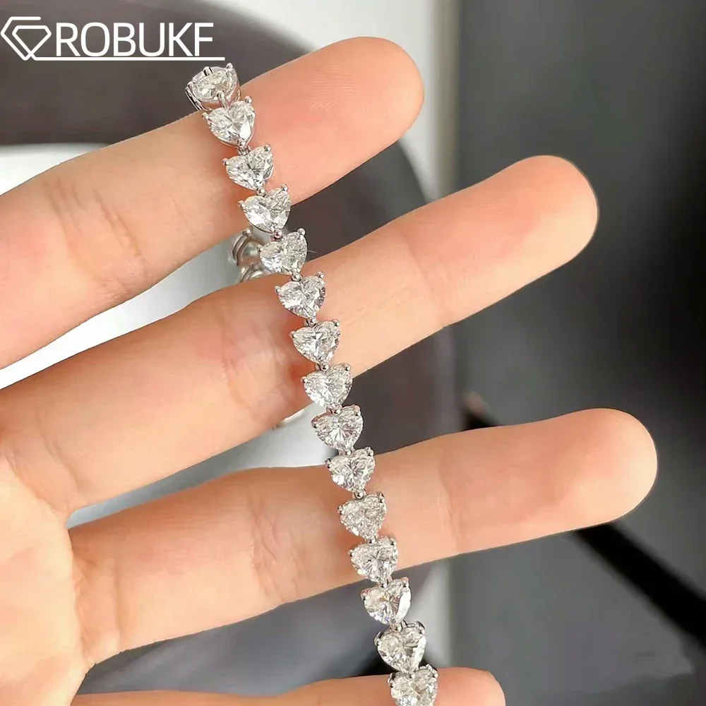 

5*5mm 0.5CT Heart Cut Moissanite Tennis Bracelet for Women Original 925 Sterling Silver Plated 18K Gold Wedding Jewelry with GRA