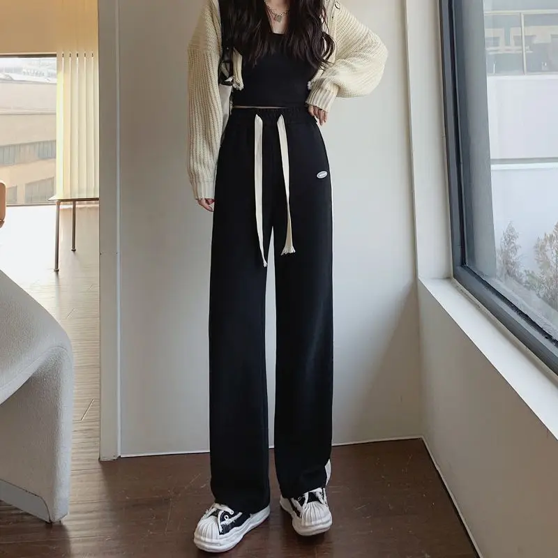 Frauen koreanische lässige Streetwear Harajuku Y2k Hose mit weitem Bein weibliche trend ige hohe Taille gerade Jogging hose Sport Jogger Hose