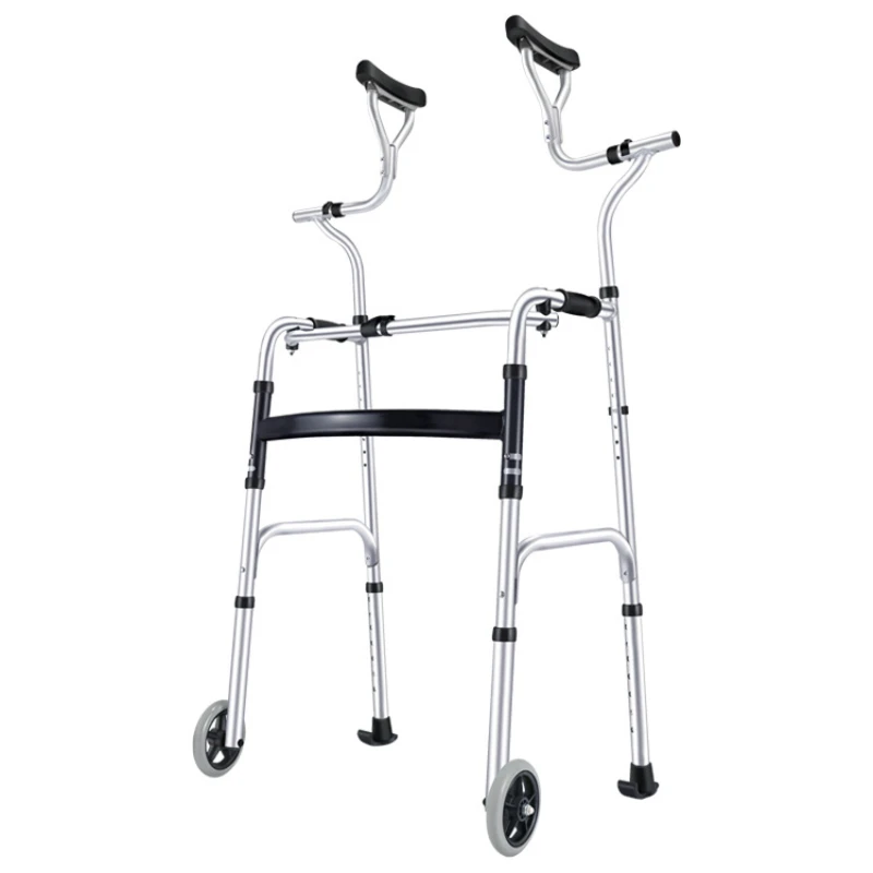 Elderly Walker Assist Walking Stick with Armpit Support Lower Limb Rehabilitation Walking Stand Underarm Crutch with Wheels