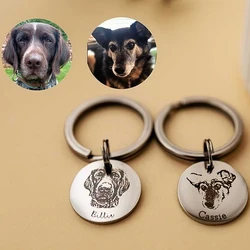 Personalized Engraving Stainless Steel Customize Your Pet Photo Necklace Dog Keychain Birthday Gift Souvenir Memory Cat Keychain