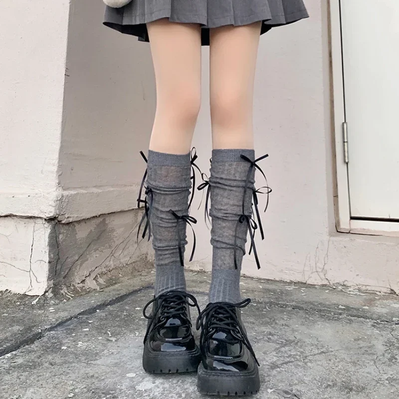 Kawaii Bowknot جوارب طويلة إلى الركب الفخذ العليا جوارب لطيف الجوارب الطويلة جوارب النساء لوليتا JK النمط الياباني الفخذ العليا جورب جديد