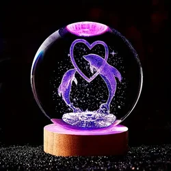 1pc 3D Dolphin crystal ball color nightlight, birthday gift for girlfriend, wife, children, Valentine's Day, anniversary gift, g