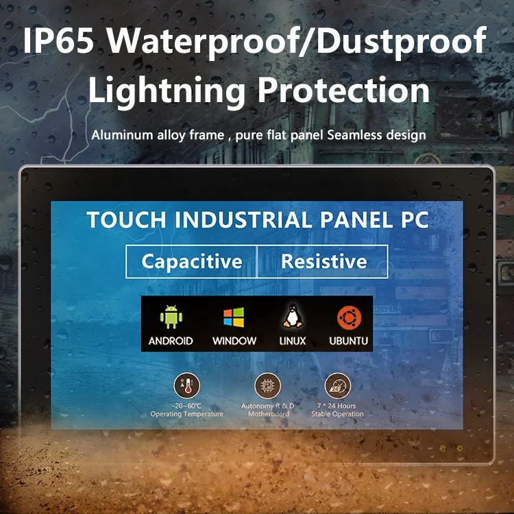 Ipctech-Panel de pantalla táctil capacitiva de 21,5 pulgadas, Pc Industrial integrado, resistente al agua IP65