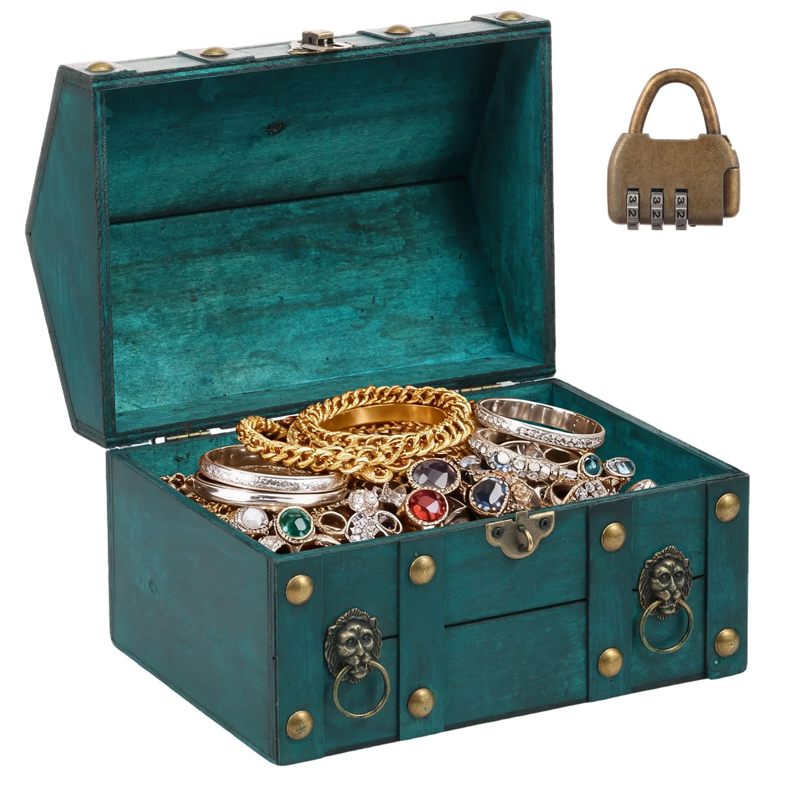 

Винтажный деревянный сундук для украшений, декоративный сундук для хранения с замком, украшение для дома