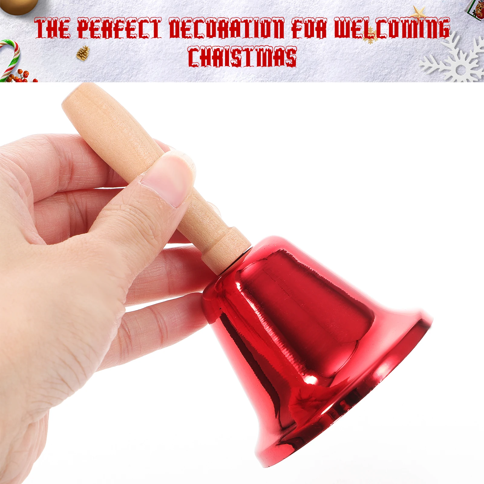 

2pcs Metal Hand Creative Rattle Wooden Handle Loud Ringing Bell For Camping Holiday Decoration Dinner Service Alert Simple Bell