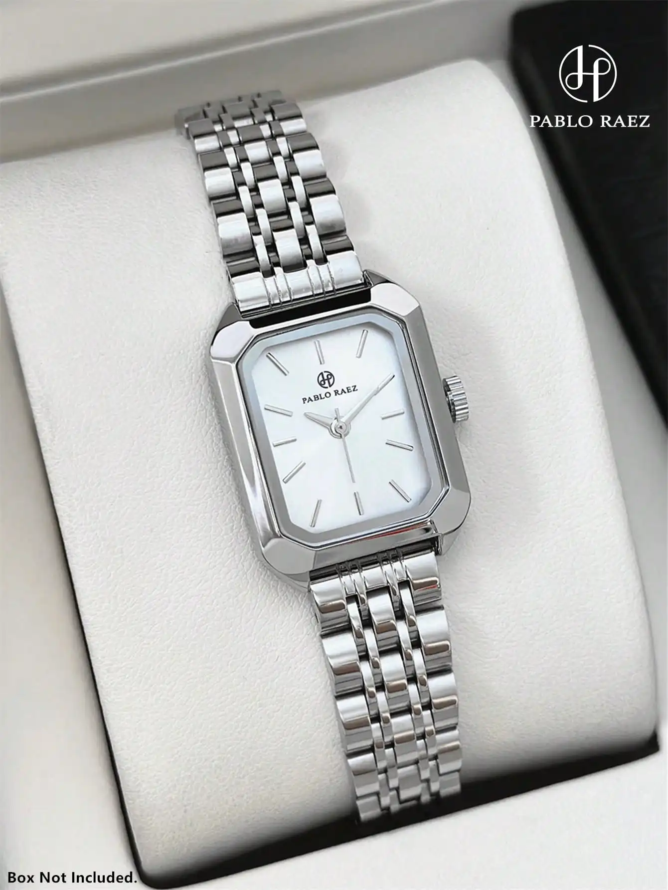 

Элегантные прямоугольные кварцевые часы серебристого цвета с браслетом из нержавеющей стали для женщин