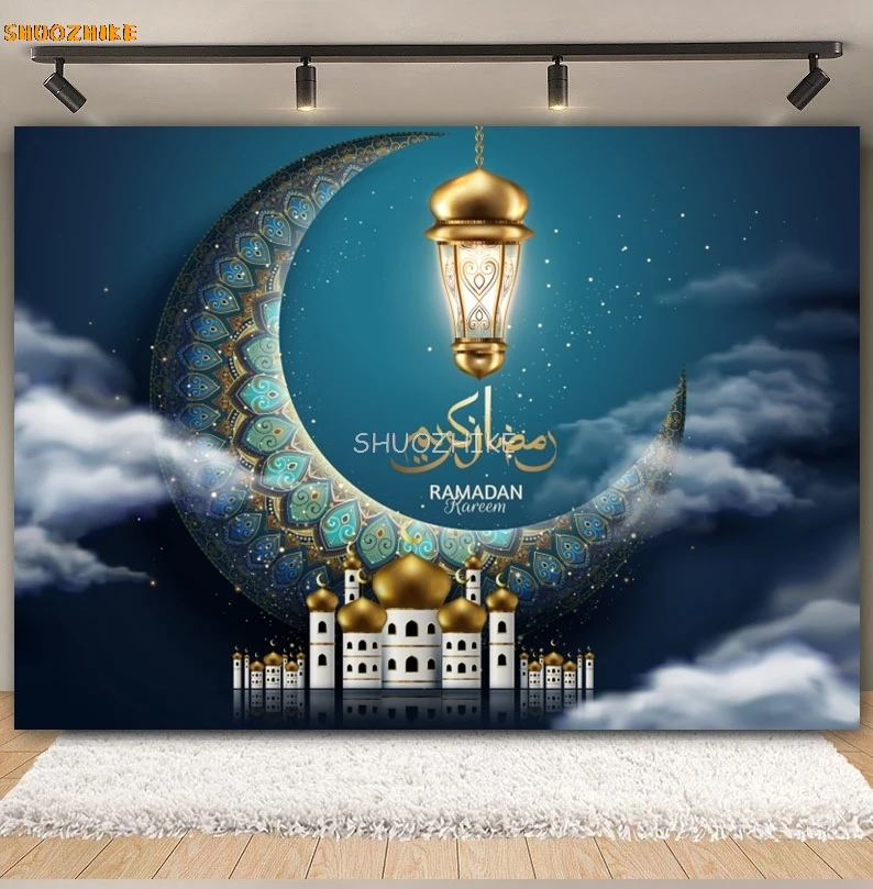 خلفية عيد مبارك للتصوير الفوتوغرافي مصباح القمر عيد الأضحى مسلم رمضان كريم مسجد الإسلامي خلفية استوديو الصور