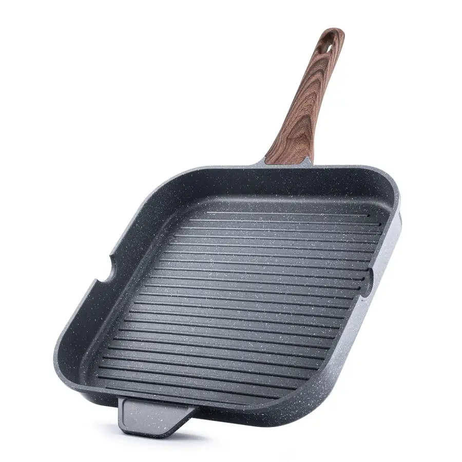 

Nonstick Grill Pan for Stove Tops, Versatile Griddle with Pour Spouts, Square Big Cooking Surface, Durable Skillet Indoor amp Ou