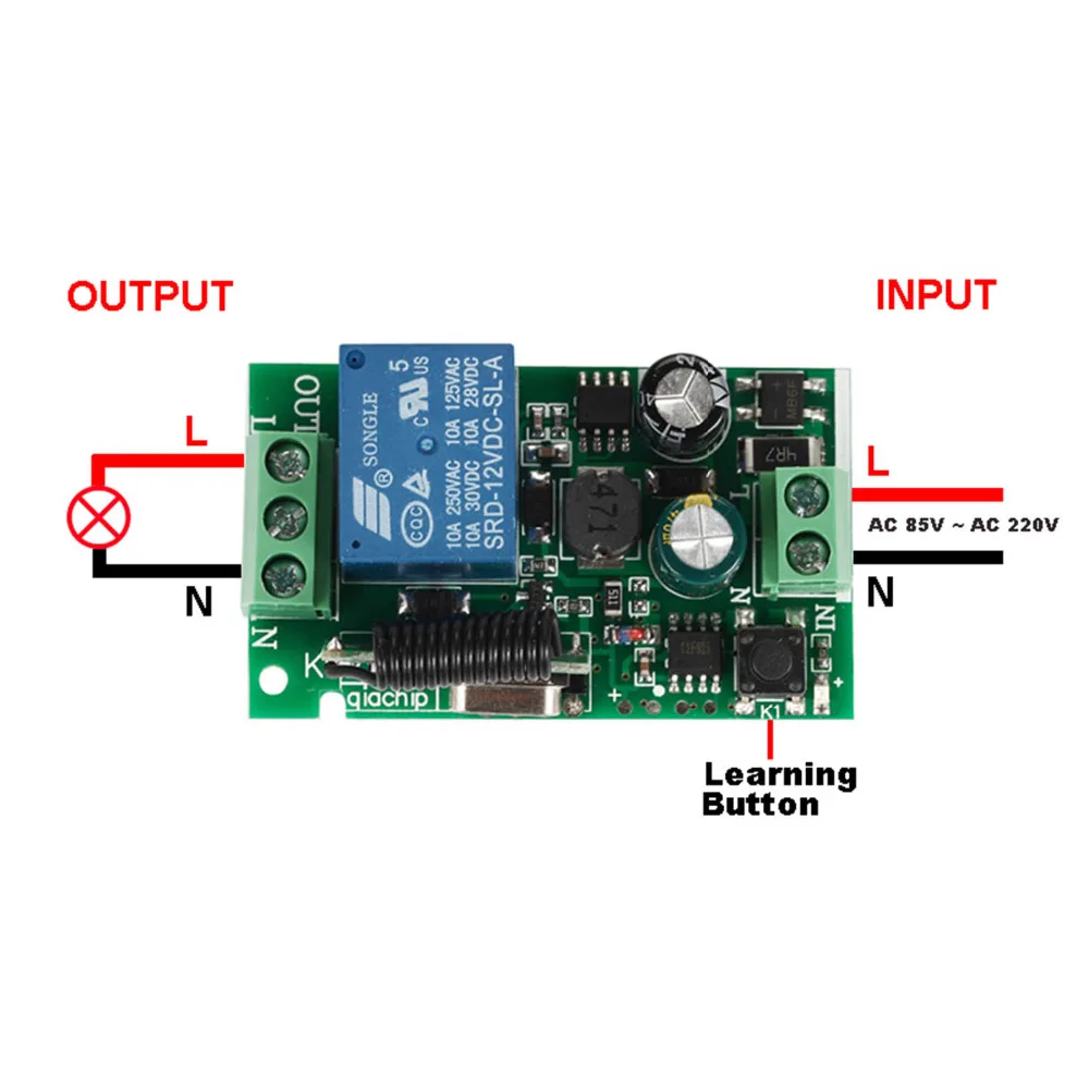 Пульт дистанционного управления FUNSHION, 433 МГц, 85 в, 110 В, 220 В, 1 канал, 433 МГц