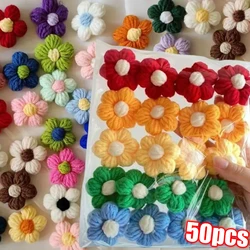 5-50pcs Hand-knitted Flower Applique Sew On Patches Milk Cotton Wool Floral Petals Flower Clothing Accessory Shoes Hats Craft